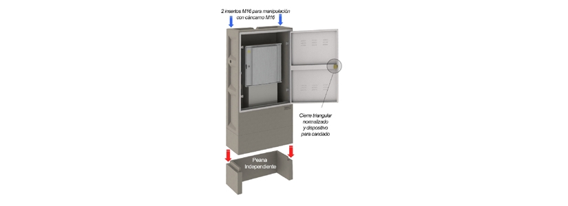 Cerradura triangular metalica, para puerta del armario de gas.